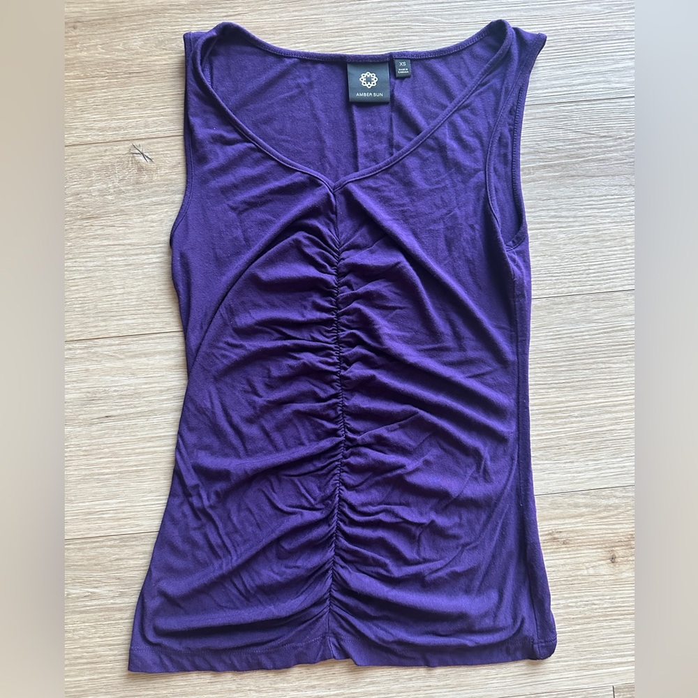 Chic Purple Ruched Tank Top